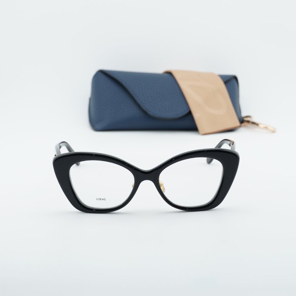 Loewe LW50067F 001 Cat Eye Eyeglasses - Shiny Black 52mm - Picture 4 of 9